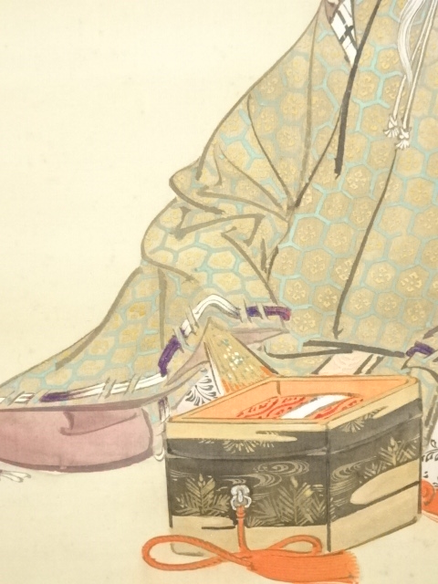 ys6710286; 河鍋暁翠筆 能絵 双幅 肉筆絹本掛軸（箱付）【道】